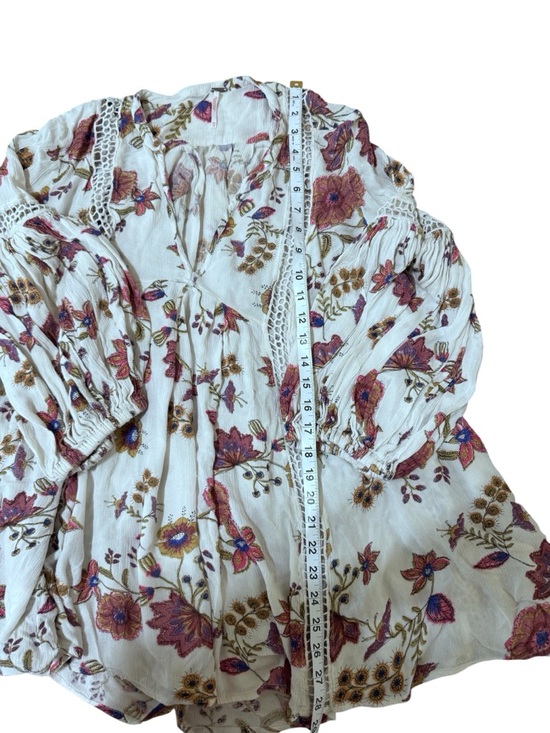 Free People Cream Floral V-Neck Peasant Tunic - Picture 3 of 6